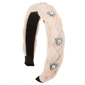 Bandeau Cheveux Serre T&ecirc;te Tress&eacute; en Tissu Velours Cheveux Large Femme Headband &Eacute;pais forme Fleur Edelweiss Decoration Oktoberfest Party Quotidien F&ecirc;te de Bi&egrave;re pour Femmes et Filles (ShanDongYuRui, neuf)
