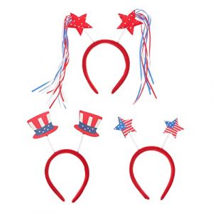 BATHVEVE Lot De 3 -t&ecirc;tes Pour Cheveux Avec Drapeau Am&eacute;ricain &Eacute;toiles Id&eacute;al Pour La F&ecirc;te De L'ind&eacute;pendance Id&eacute;al Pour Les F&ecirc;tes Les &Eacute;v&eacute;nements (MINAMYIO, neuf)