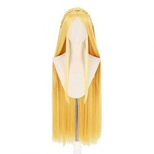 MAOMA Perruque Cosplay,The Legend of Zelda Princess Zelda Cosplay Anime Perruque,100cm Long Straight Golden Anime Cosplay Perruque,avec Filet de Cheveux Gratuit,pour Fête Carnaval Halloween Perruques (GuangZhouYangHuiShangMaoYouXianGongSis, neuf)