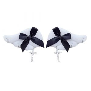 Lot de 2 pinces à cheveux mignonnes en forme d'aile de dessin animé avec pendentif en forme de croix pour cheveux épais pour femme Pince à cheveux mignonne avec nœud (xiangqianjia, neuf)