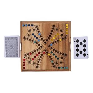 Engelhart - 350262 - Coffret de Jeu de Tock Écologique - Idéal en Voyage - 4 Joueurs - Parcours avec Cartes - À partir de 6 Ans - Jeu de Société en Bois Amusant et Stratégique (Matgames, neuf)