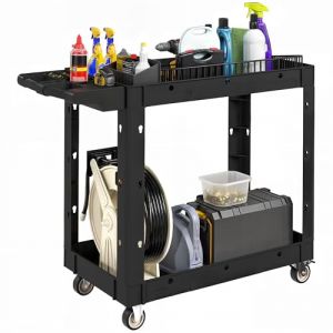 HOMCOM Chariot d'atelier servante Atelier Chariot à Outil à 2 Niveaux avec poignée latérale, desserte Atelier pour Garage, entrepôt, Outils de Bricolage, Charge 227 Kg, 102,6 x 43,5 x 84,5 cm, Noir (Aosom FR, neuf)