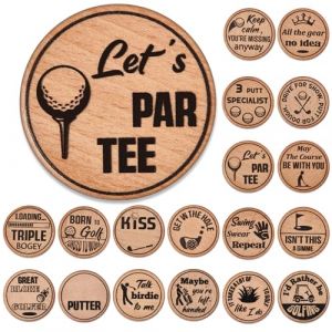 Namalu 18 Pcs Marqueurs de Balle de Golf Amusants Jetons de Marqueur de Golf en Bois Fantaisie Accessoires de Golf pour Tapis de Putting Cadeau Golfeur pour Mauvais Putter Hommes Papa Noël (Rampatchal, neuf)