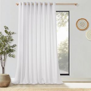 MRTREES Lot de 1 Rideaux Voilage Blanc Grande Largeur 300x225 CM Effet Lin Semi-Transparent Rideau Voile &agrave; Oeillets Voilages Int&eacute;rieurs pour Porte Fenetre Salon Chambre Salle a Manger (MRTREES HOME, neuf)