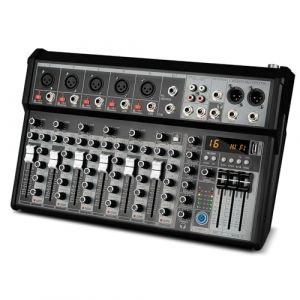 Depusheng Professional Audio Mixer, 7 Channel Audio Interface Sound Board Mixing Console System, 16-Bit DSP DJ Bluetooth Mixer +48V Phantom Effect For Karaoke Studio Streaming Recording (MRAUDIO, neuf)