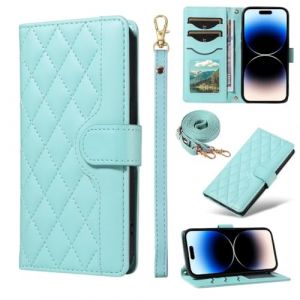 ATISIJIE Etui pour Samsung Galaxy Note 9,avec Bandouli&egrave;re,Dragonne,3 Fentes Cartes,Fermeture Magn&eacute;tique,Fonction Support,Portefeuille Flip Etui-Vert (TISIM, neuf)