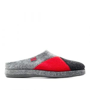 Andr&eacute;s Machado - Chaussons pour homme et femme pour l&acute;hiver - Slippers - AM001 &ndash; Tissu multicolore et doublure en feutre &ndash; Semelle de marche en caoutchouc -Rouge et gris, EU 42 (Andr&eacute;s Machado, neuf)