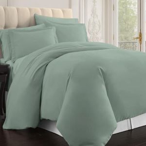 Pizuna Coton Ensemble de Housses de Couette 260x240 cm 2 Personnes Écume de mer, 1000 Fils au Pouce carré, 100% Coton longuement agrafé Housse de Couette avec Fermeture à Bouton caché 2 Pièces (Pizuna Linens, neuf)