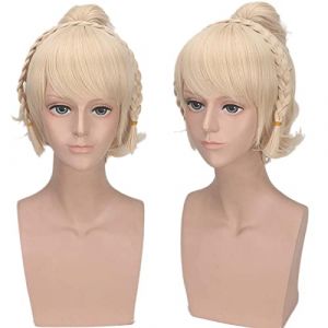 Anime Role Play Wig For Final Fantasy XV Lunafreya Nox Fleuret Cosplay Wig 35cm Short beige braided Hair Women (good stuff A, neuf)