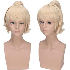 Anime Role Play Wig For Final Fantasy XV Lunafreya Nox Fleuret Cosplay Wig 35cm Short beige braided Hair Women (YangJiangJiangChengHuoLunDianZiShangWuShangHang, neuf)