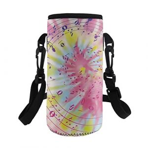 COEQINE Sac de Transport pour Bouteille d'eau en néoprène,bandoulière réglable,pour randonnée,Voyage,Plein air,Impression tie-Dye,Note de Musique,pour Bouteille en Acier Inoxydable et en Plastique (coeqineshop, neuf)