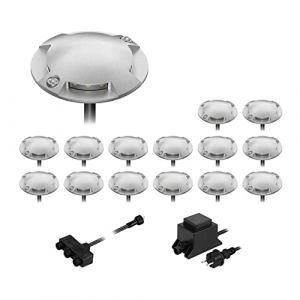 ledscom.de Lampadaire LED Bunda, 4 lampes, pour l'extérieur, praticable, blanc chaud, jeu de 15 pièces (LEDs Com GmbH, neuf)
