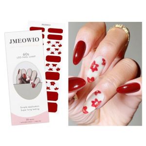 JMEOWIO Autocollant Ongles Gel UV Fleurs Rouge Gel Nail Stickers Semi-durci Stickers Ongle Gel Deco Ongle Nail Art Design Manucure (Gedikeji, neuf)