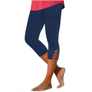 Tenue de Sport Femme Short Legging Amincissante Bleu Marine Amincissant Et Pilates Mes Commandes de Sport Et Elegant 3/4 Jegging Pantalon Fluide Femme Taille Elastique Bleu Marine M (MOKBAY, neuf)