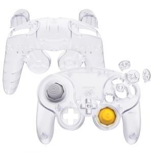 eXtremeRate Coque pour Nintendo Gamecube Manette, Coque de Remplacement S&eacute;rie Transparente avec Boutons pour Nintendo Gamecube, Manette Pas Incluse, Transparent (Easequote-Store, neuf)