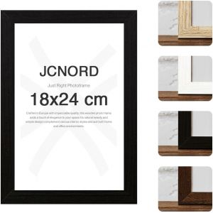 JCNORD Cadre Photo en Bois MDF Noir de 18x24 cm Avec Verre Plexi Incassable | Cadre Photo Moderne Pour Murs et Tables (Frame more, neuf)