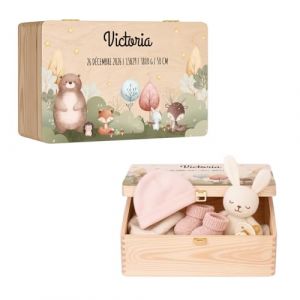 Maverton Boite Souvenir Bebe Personnalisable - Cadeau Naissance Personnalis&eacute; - L/XL Boite de Rangement avec Couvercle en Bois de Pin Naturel - Cadeau Anniversaire Enfant Personnalis&eacute; (MAVERTON, neuf)