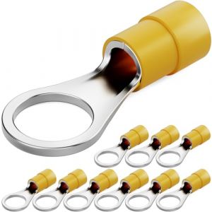 hb-digital Lot de 10 cosses à anneau M10 isolées 4-6 mm² Connecteur de câble électrique Protection PVC robuste Cuivre étamé pour installations domestiques et industrielles - Jaune (HB-DIGITAL, neuf)