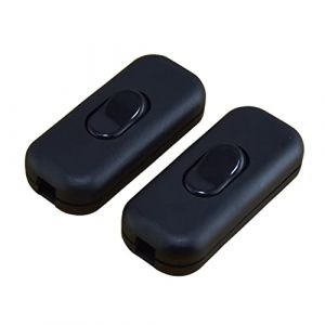 JZK 2x Maximum 6A interrupteur &agrave; cordon en ligne bipolaire noir, interrupteur en ligne isolement &agrave; deux p&ocirc;les, accepte fil rond ou plat &agrave; 1-2 noyaux, interrupteur torpille pour lampe petit appareil (Union Max, neuf)