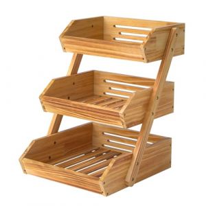 G.a HOMEFAVOR Support de Corbeille &agrave; Fruits Etag&egrave; en Bois De Pin 3 Niveaux Support pour Le Rangement des l&eacute;gumes, du Pain dans la Cuisine (G.a HOMEFAVOR DIRECT FR, neuf)