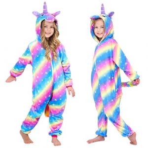 Vcumter Enfants Licorne Onesie Pyjama - Combinaison Unisexe Costume Cosplay Licorne V&ecirc;tements De Nuit Enfants Pyjamas l'hiver Surpyjama pour Halloween Carnival D&eacute;guisement Cadeaux Fille (huasite, neuf)