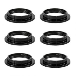 YUVKIN 6 Anneaux filet&eacute;s en Plastique E27 pour Fixer Les Abat-Jours aux Lampes de Table, aux Appliques murales et aux lampadaires ; r&eacute;ducteur E27 et Plaque d'adaptation ; Anneaux pour Abat-Jours (HerEdit, neuf)