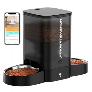 HoneyGuaridan 3.5L Distributeur Croquettes Chat Automatique avec 2 Bols, 2.4G WiFi Distributeur Croquettes Chats/Chiens Connecté avec contrôle APP, Programmable pour Chat, 1 à 6 Repas par Jour (WEIERTU EU, neuf)