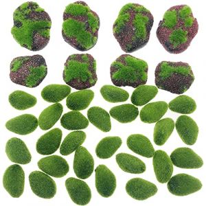 NA Woohome 38 PCS Mousse Artificielle Rocks Décoratifs, 30 PCS Vert Artificielle Moss Rocks et 8 PCS Sable Rouge Artificielles en Mousse Moss pour Décoration de Jardin (CXiong, neuf)