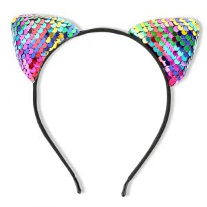 Serre-tête avec oreilles de chat, à paillettes, oreilles de chat, serre-tête à paillettes, oreilles de chat, serre-tête pour filles, serre-tête de chat, serre-tête pour enfants, femmes et filles, à (Diirao, neuf)