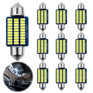 Eclairage led voiture,10 PCS Led voiture interieur,Led pour voiture,Eclairage interieur voiture,Lumiere voiture interieur,Eclairage interieur voiture,36MM,lumi&egrave;re blanche,Convient plupart des voitures (chibishijianaikejiyouxiangongsi, neuf)