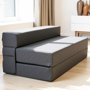 Chauffeuse 2 Places Convertible – Matelas Pliable 140x200 pour Invités ou Adulte – Canapé en Mousse Confortable et Compact – Idéal pour Chambre, Salon, Voyage, Lit d’Appoint ou Matelas de Sol Pliant (Eternal Market Ltd., neuf)
