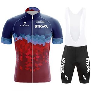 Vêtements Cyclisme Pro Homme Tenue Cycliste Manche Courte, Été Jerseys VTT et Cuissard à Bretelle avec 3D Coussin Gel, Cycling Route Respirant Séchage Rapide (27,M) (FFFF & OLFEH, neuf)