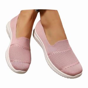 Ballerines Femme Petit Talon Confortable Chaussure Orthopédique Baskets Femmes Légères Sneakers Maille Confortables pour Marche, Travail & Été Sandales Chaussures Rose (LanluoyiK, neuf)