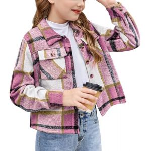 Arshiner Filles Chemise à Carreaux Enfants Automne-Hiver Shirts Manches Longues Confortables Tendance Décontractée Veste pour Fille 13-14 Ans (Arshiner Store, neuf)