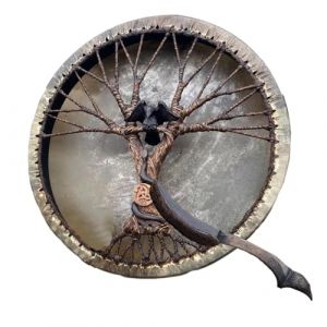 Tambour chamanique - Tambour chaman végétalien avec baguettes - Baguettes - sonore Tambour adulte réflexion et méditation Tambour chamanique Tambour chamanique Shamando Tambour chamanique (binratolre, neuf)