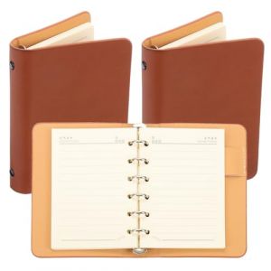 PATIKIL 6 Anneaux Couverture De Classeur, 2 Pack A7 Carnet En Cuir Classeur Mini Rechargeable Planificateur Personnel Avec 50 Feuilles De Papier Lign&eacute;, Marron (PATIKIL UK, neuf)