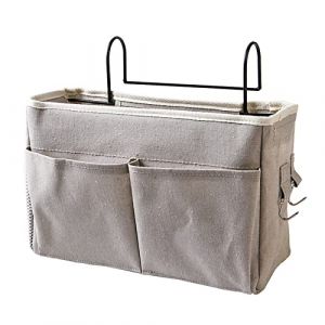 Culnflun Organisateur de chevet suspendu, Panier Suspendu et Crochet Organisateur Etagere Lit en Toile Imperm&eacute;able pour Lit Superpos&eacute;, Dortoirs Lit magazine, t&eacute;l&eacute;phone t&eacute;l&eacute;commande (Grey) (zongjunwangluo, neuf)