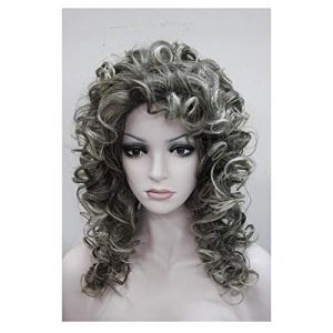 Perruque Femme Perruque Grosses Vagues Cheveux Longs À La Mode Réaliste Cheveux Synthétiques Couvre-Chef Complet Longueur Moyenne Cheveux Bouclés Adapté Pour Cosplay Party Perruque Gris Perruques Pou (ydxdsp, neuf)