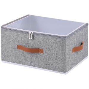 OUTBROS Boîte de Rangement avec Couvercle, Cube Pliable, Convient Pour Couettes, Couvertures, 50 x 40 x 30 cm, Gris, Paquet de 1 (OUTBROS-FR, neuf)