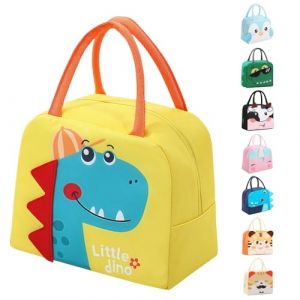 FANGCCC Sac à Lunch pour l'école Pique-Nique Sac Isotherme Repas Enfant Réutilisable Glacière Isothermes Cartoon Repas Portable pour étudiants étanche pour Boîte à Lunch (Dinosaures Jaunes) (FANGCCC-FR, neuf)