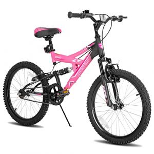 JOYSTAR VTT Enfant 20 Pouces pour gar&ccedil;ons et Filles de 7 &agrave; 13 Ans, v&eacute;lo Enfant avec Cadre en Acier enti&egrave;rement Suspendu et Transmission &agrave; 1 Vitesse avec b&eacute;quille,Rose (Dukee_EUSALE, neuf)