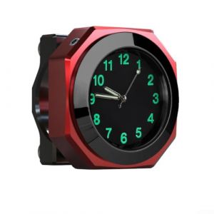 Jayruit Thermom&egrave;tre de guidon, horloge lumineuse pour guidon de moto, pour guidon de moto et alliage d'aluminium &eacute;tanche pour guidon de 22 &agrave; 28 mm (rouge) (FeiXunMaoYi, neuf)