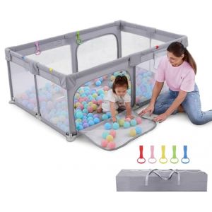 Dripex Parc bebe, parc enfant en Tissu Oxford 300D, parc bébé avec maille Respirante, Parc de Jeu pour Bébé, 5 anneaux de parc bebe, 120 x 180 cm Gris (Dreamome FR, neuf)
