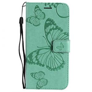 DENDICO Coque pour Galaxy A8 2018, Papillon Imprimé PU en Cuir Coque Magnétique Portefeuille TPU Étui Housse pour Samsung Galaxy A8 2018 - Vert (DENDICO, neuf)