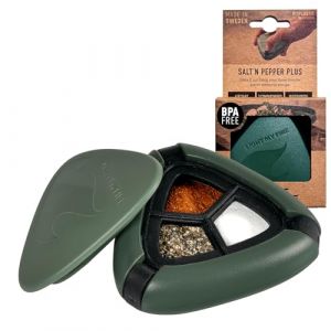 Light My Fire Pot A Epices Camping - Salieres et Poivrieres d'Ext&eacute;rieur - Kit 3 en 1 Epices Sel et Poivre - Pot &agrave; Epices - 100% sans BPA - Bushcraft Pique Nique Voyage Lunch-Box (SageGreen) (Light My Fire Store, neuf)