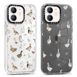 Saqmkil 2 Pi&egrave;ces Coque pour iPhone 12 Mini, &Eacute;tui de Protection avec Aesthetic Design Animaux Motif, TPU Silicone Transparente Femme Fille Housse Etui Bumper Cover pour iPhone 12 Mini 5,4'' - Canard (HEILALA VANILLA, neuf)