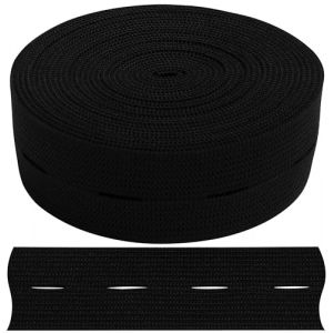 AERZETIX - C67390 - Elastique &agrave; boutonni&egrave;re plat 2 m - largeur 30 mm - couleur noir - en polyester et latex - confection mercerie couture v&ecirc;tements tissu ceinture pantalon tricotage (Tuning, neuf)
