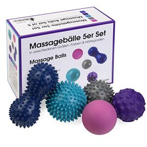 ALPIDEX Balle de massage set de 5 balles à picots lacrosse triggerpoint différents degrés de dureté pour le dos jambes pieds mains (BB Sport, neuf)