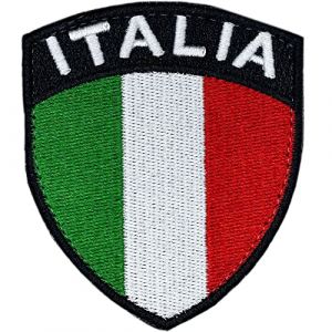 Écusson Drapeau Italie avec Velkro - 100% Brodé pour Vêtements, Sacs à Dos - Pays et Drapeaux Europe - Bouclier d'Italie (Blason) (Atodaleche, neuf)