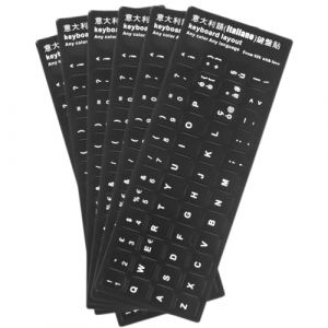 6 autocollants pour clavier italien, autocollants pour clavier d'ordinateur portable, autocollants pour clavier d'ordinateur, adaptés à tout clavier standard (noir) (YU CHENGLONG DE DIAN, neuf)